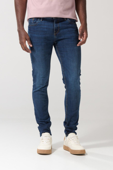 Jean tiro bajo skinny azul con ajuste ceñido y cremallera