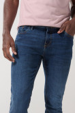 Jean tiro bajo skinny azul con ajuste ceñido y cremallera