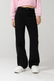 Jean 90´S negro con bota recta, cremallera y tiro alto