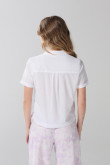 Blusa unicolor en algodón manga corta con bolsillo