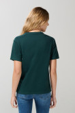 Camiseta unicolor con arte college numérico y manga corta