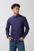 Camisa en algodón cuello nerú unicolor con manga larga