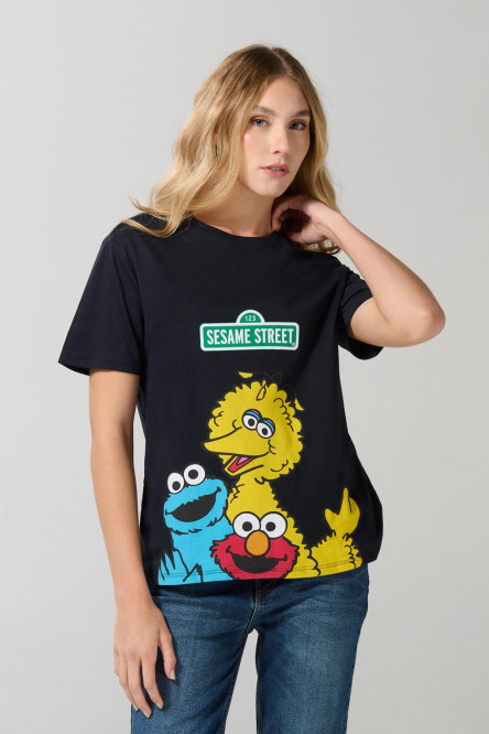 Camiseta azul intensa manga corta de Plaza Sésamo