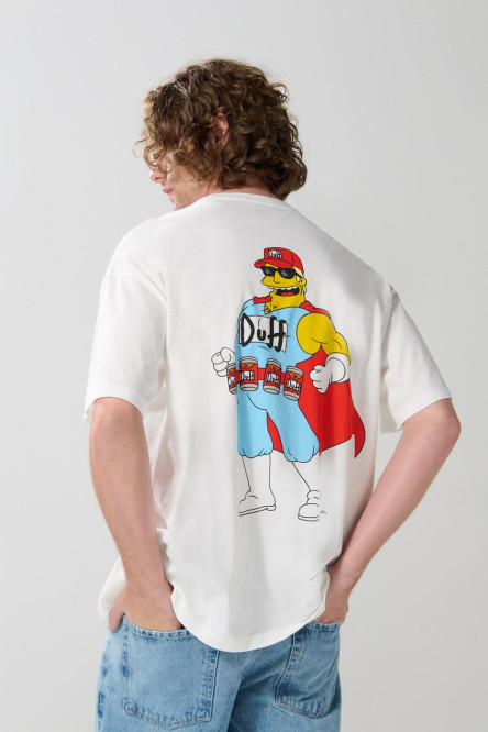 Camiseta cuello redondo crema de Los Simpson oversize