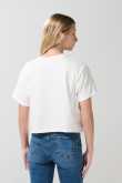 Camiseta unicolor crop top con texto minimalista