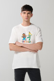 Camiseta manga corta crema con arte de Plaza Sésamo