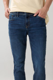 Jean skinny azul con ajuste ceñido, cremallera y tiro bajo
