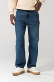 Jean baggy azul oscuro con tiro medio y bota ancha