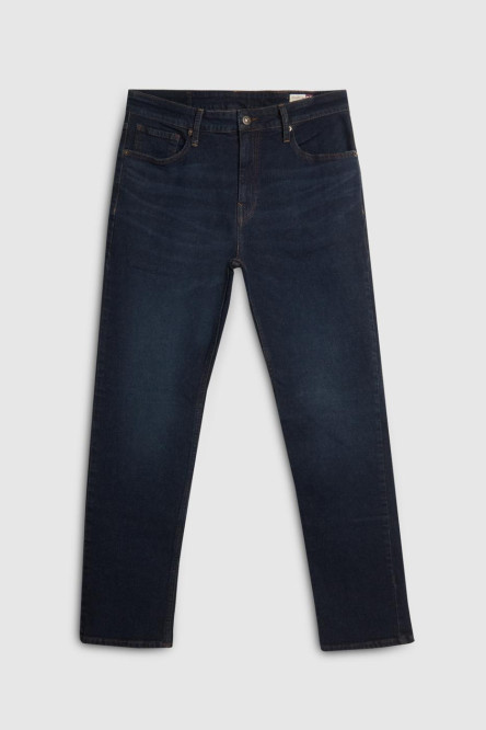 Jean azul intenso straight leg con bota recta y tiro bajo