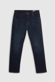 Jean azul intenso straight leg con bota recta y tiro bajo