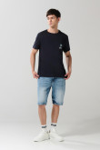 Bermuda en jean slim azul con rotos y desgastes