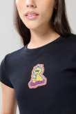 Camiseta azul manga corta con arte de Plaza Sésamo
