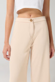 Pantalón culotte kaki claro con bota ancha y tiro alto