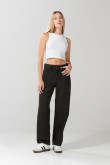 Jean café oscuro baggy con bota ancha y tiro medio