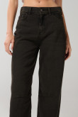 Jean café oscuro baggy con bota ancha y tiro medio