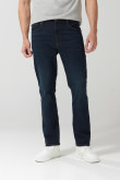 Jean azul intenso straight leg con bota recta y tiro bajo