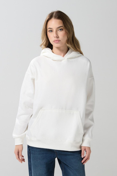 Buzo oversize unicolor con capota y bolsillo delantero