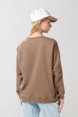 Buzo cuello redondo oversize unicolor con manga ranglan