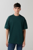 Camiseta oversize manga corta en algodón unicolor