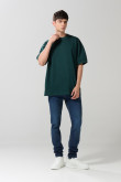 Camiseta oversize manga corta en algodón unicolor