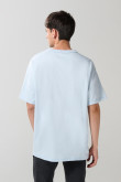 Camiseta oversize unicolor cuello redondo en algodón