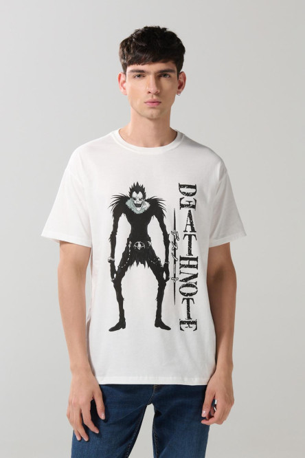 Camiseta de Death Note crema con cuello redondo