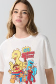 Camiseta de Plaza Sésamo crema en algodón manga corta