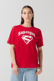 Camiseta roja oscura manga corta con diseño de Super Girl