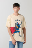 Camiseta manga corta con estampado en frente para hombre cuello redondo básica.