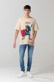 Camiseta manga corta con estampado en frente para hombre cuello redondo básica.