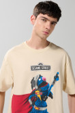 Camiseta manga corta con estampado en frente para hombre cuello redondo básica.