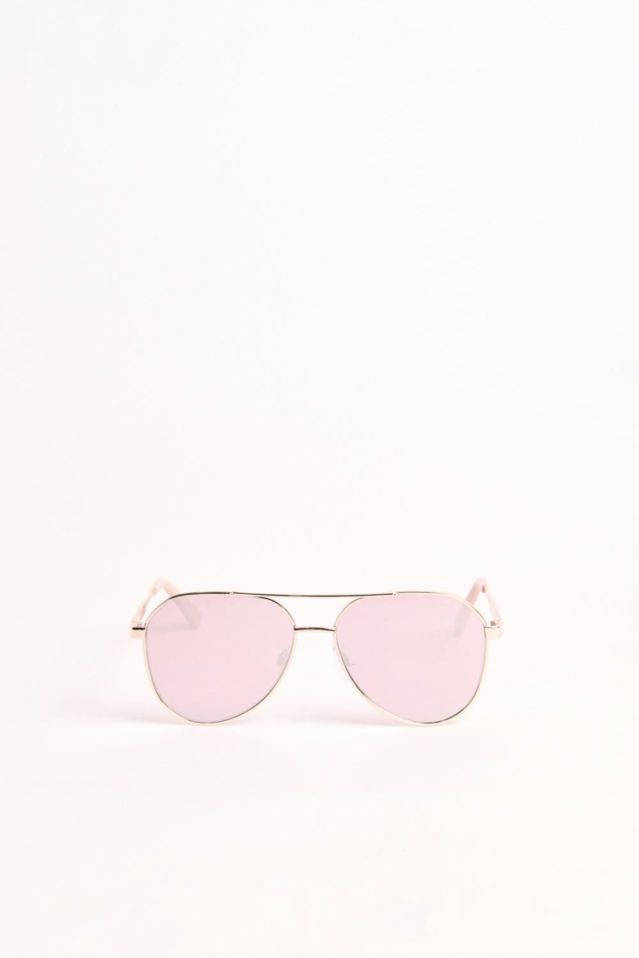 gafas de sol silueta marco piloto dorado con lente rosa.