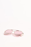 gafas de sol silueta marco piloto dorado con lente rosa.