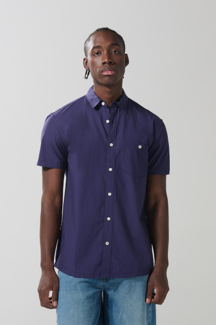 Camisa unicolor cuello sport collar con botones