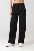 Jean gris intenso baggy con bota ancha y tiro medio