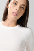 Camiseta manga ranglan corta unicolor con texturas de canal