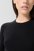 Camiseta manga ranglan corta unicolor con texturas de canal