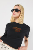 Camiseta crop top unicolor con estampado de Karate Kid
