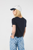 Camiseta crop top unicolor con estampado de Karate Kid