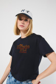 Camiseta crop top unicolor con estampado de Karate Kid