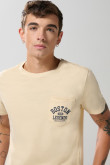 Camiseta manga corta kaki muy claro para hombre.