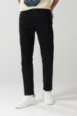 Jean skinny ajustado negro con cremallera y tiro bajo