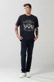 Jean azul intenso slim con cremallera y tiro bajo