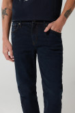 Jean azul intenso slim con cremallera y tiro bajo
