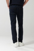 Jean azul intenso slim con cremallera y tiro bajo