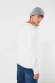 Buzo unicolor oversize cuello redondo con arte college
