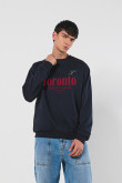 Buzo unicolor oversize cuello redondo con arte college