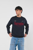 Buzo unicolor oversize cuello redondo con arte college