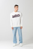 Buzo cuello redondo unicolor oversize con arte college