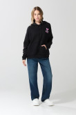 Buzo oversize negro con capota y diseños de Minnie
